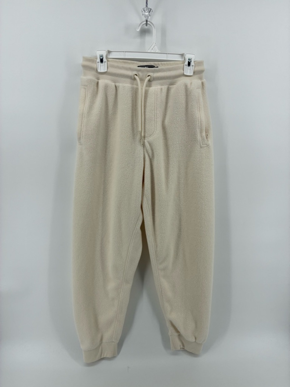 Men's Cream Fleece Jogger Pants - Cozy Drawstring Sweatpants West49